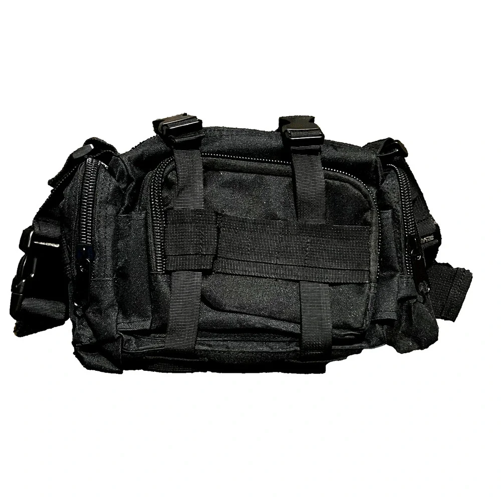 Multifunctional Canvas Camera Bag Black Waist Pack Tactical Hiking Camp Outdoor